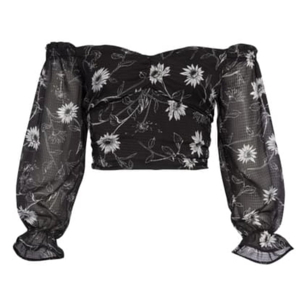 Leith Floral Print Off the Shoulder Crop Top